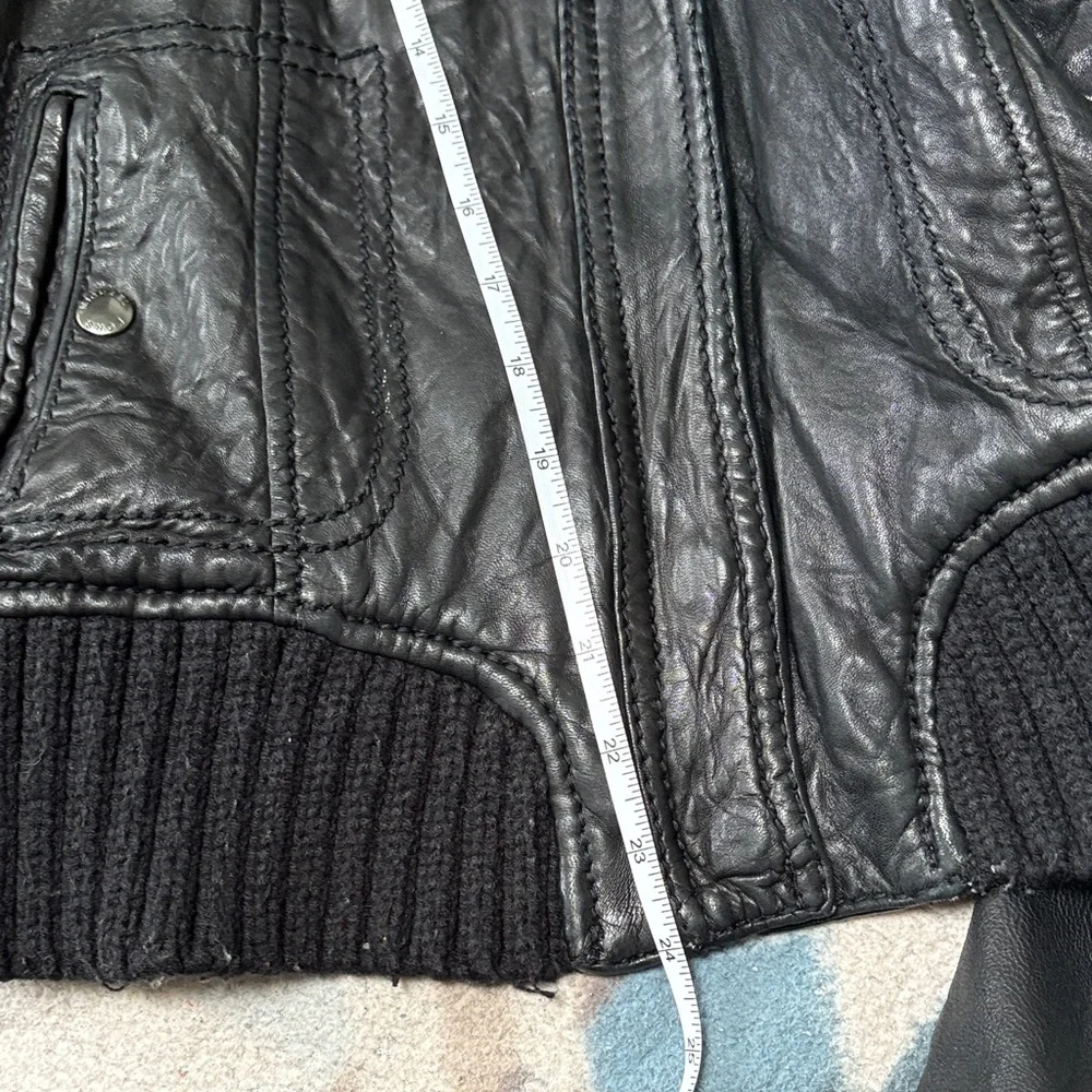 Michael Kors Black Leather Jacket with Ribbed Collar size L - Picture 9 of 9
